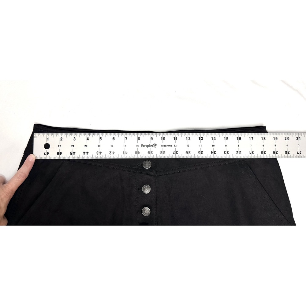 Frye & Co Skirt Womens XL Black Faux Suede A Line Knee Length Button Front Fall - Picture 5 of 12